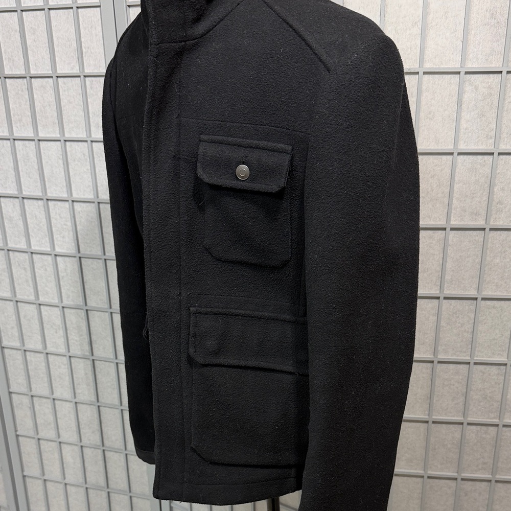 Tristan Black Military Field Jacket with Stand Collar, Large - Picture 3 of 10